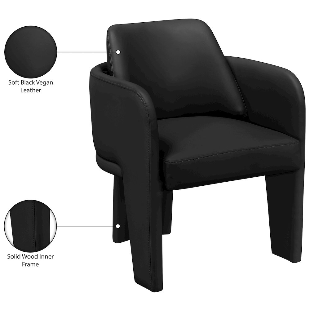 Vanda Black Vegan Leather Upholstered Dining Chair. Picture 10