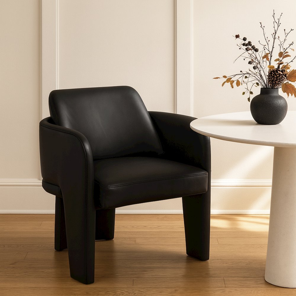 Vanda Black Vegan Leather Upholstered Dining Chair. Picture 7
