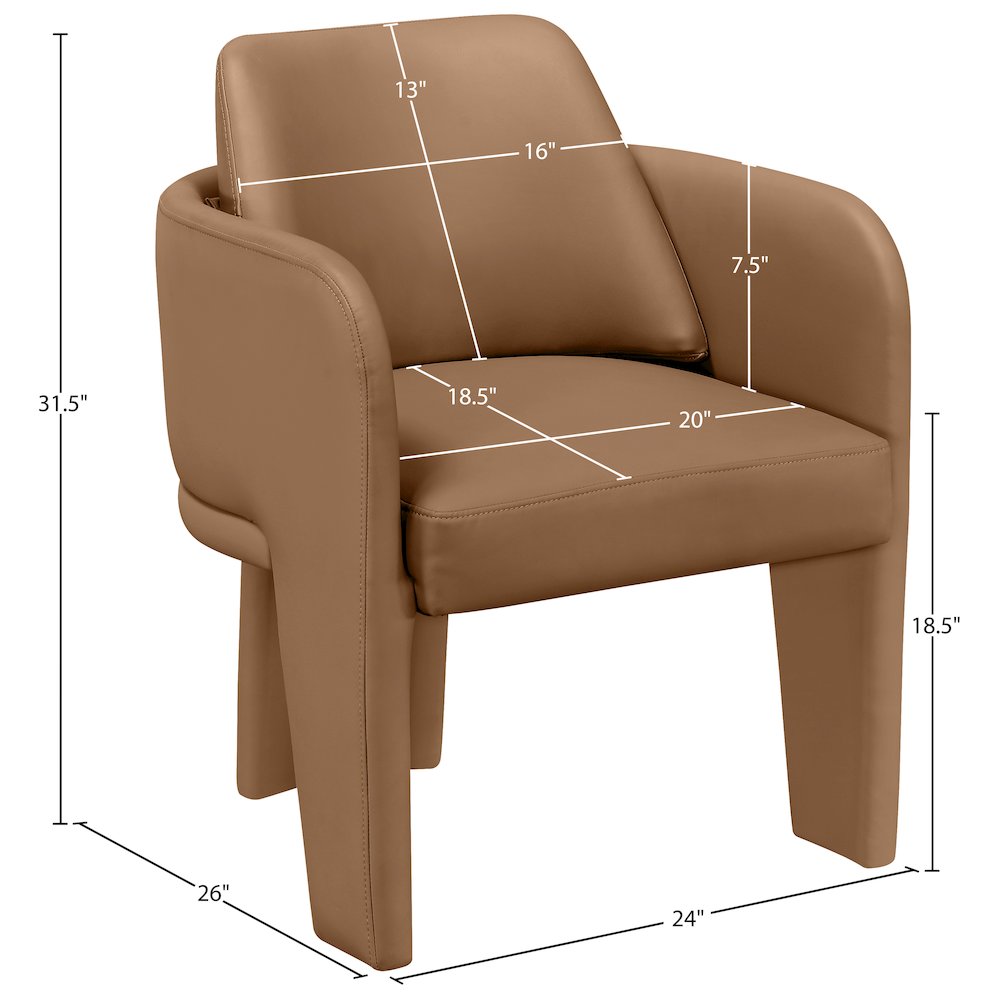 Vanda Cognac Vegan Leather Upholstered Dining Chair. Picture 9