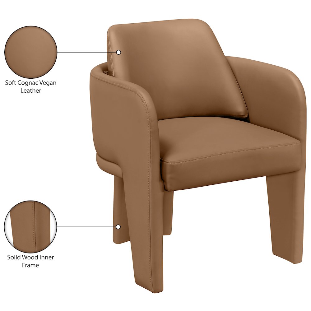 Vanda Cognac Vegan Leather Upholstered Dining Chair. Picture 10