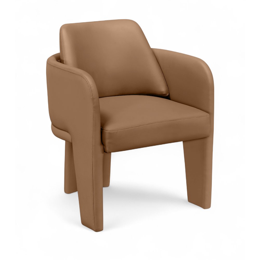 Vanda Cognac Vegan Leather Upholstered Dining Chair. Picture 1