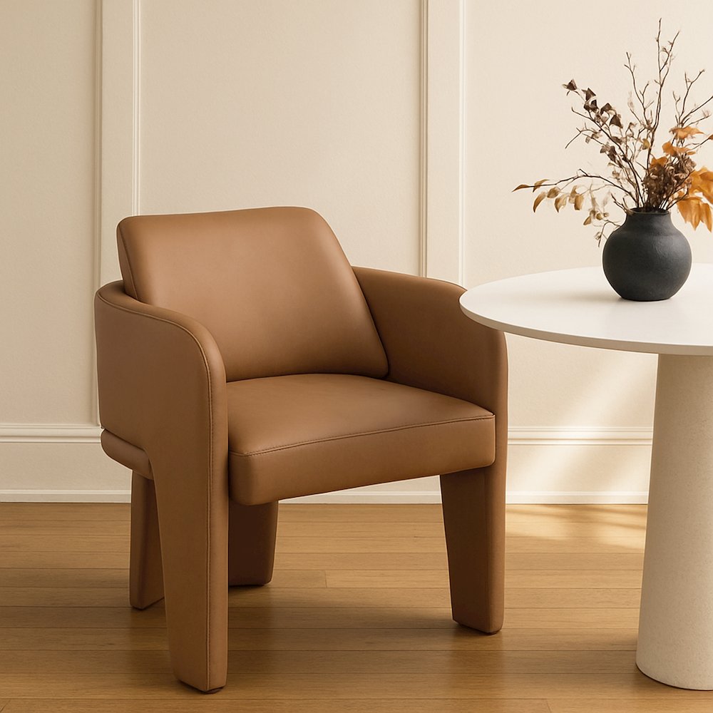 Vanda Cognac Vegan Leather Upholstered Dining Chair. Picture 7