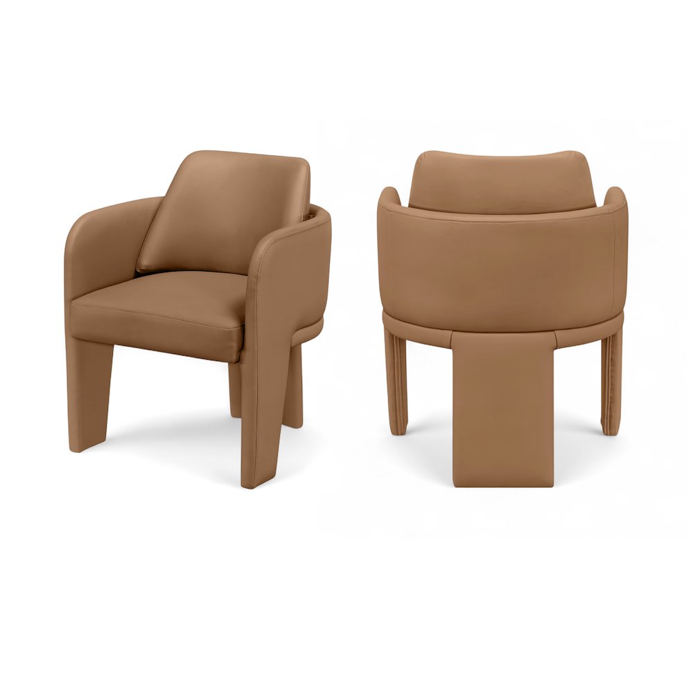 Vanda Cognac Vegan Leather Upholstered Dining Chair. Picture 11