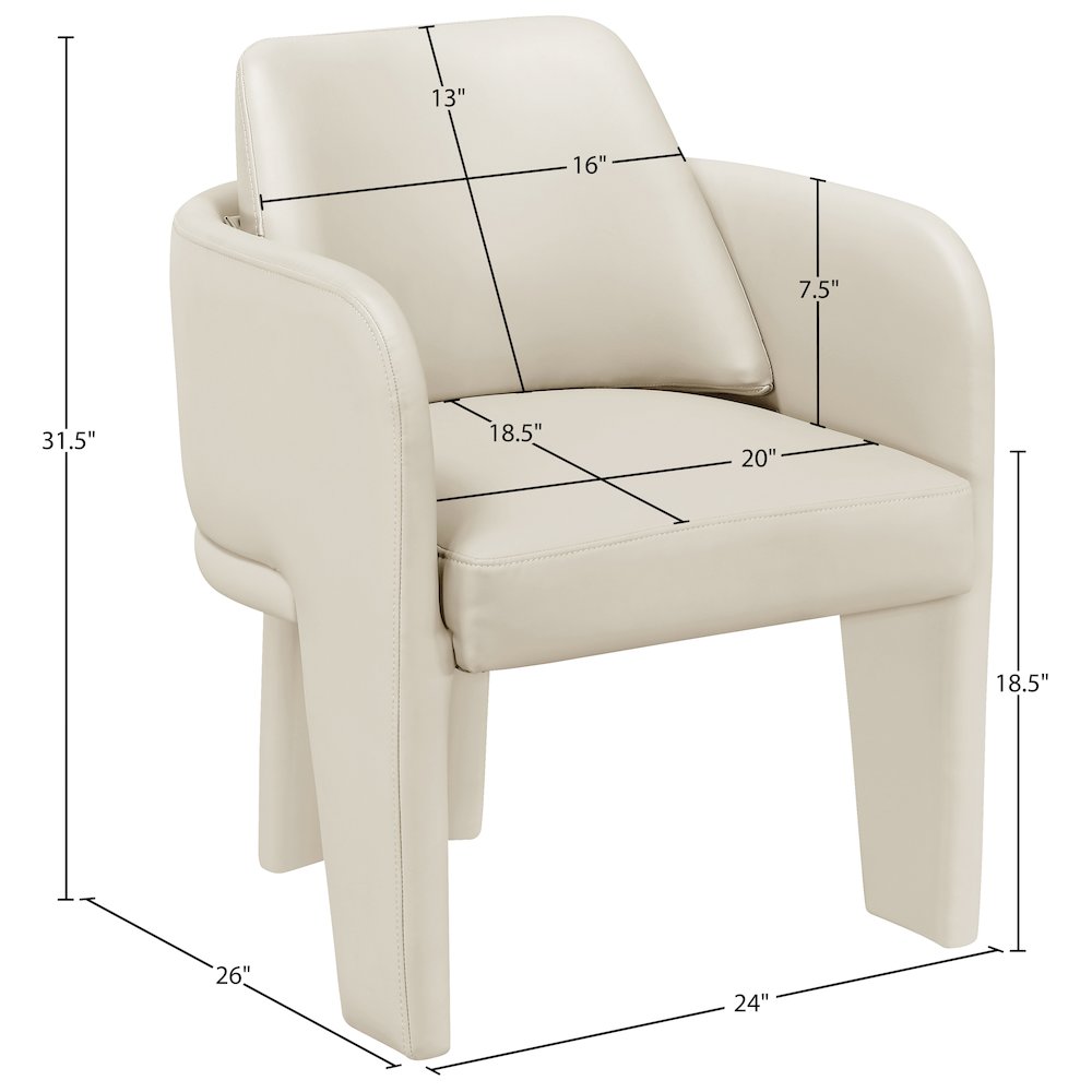Vanda Cream Vegan Leather Upholstered Dining Chair. Picture 9