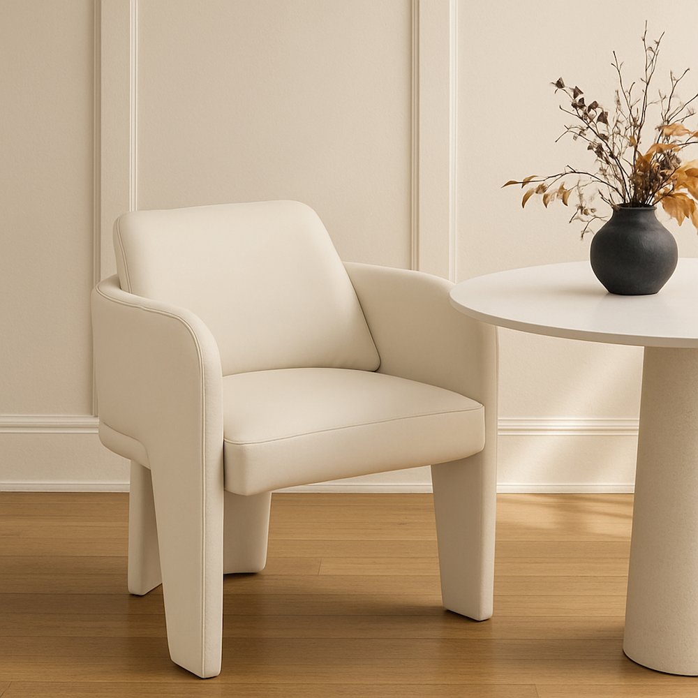 Vanda Cream Vegan Leather Upholstered Dining Chair. Picture 7