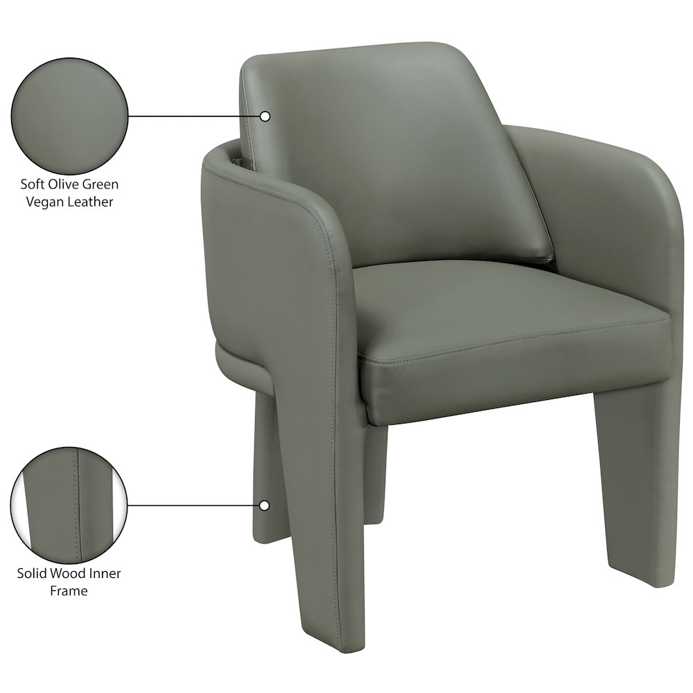 Vanda Olive Vegan Leather Upholstered Dining Chair. Picture 10