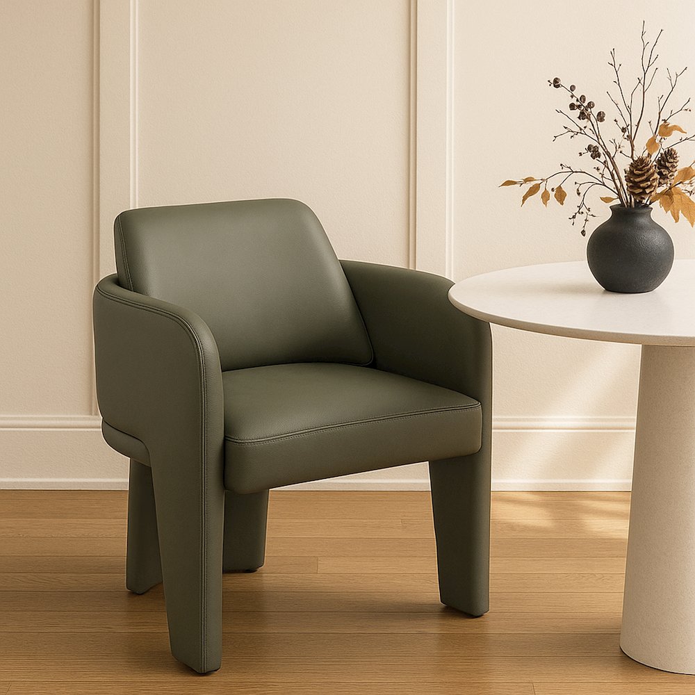 Vanda Olive Vegan Leather Upholstered Dining Chair. Picture 7