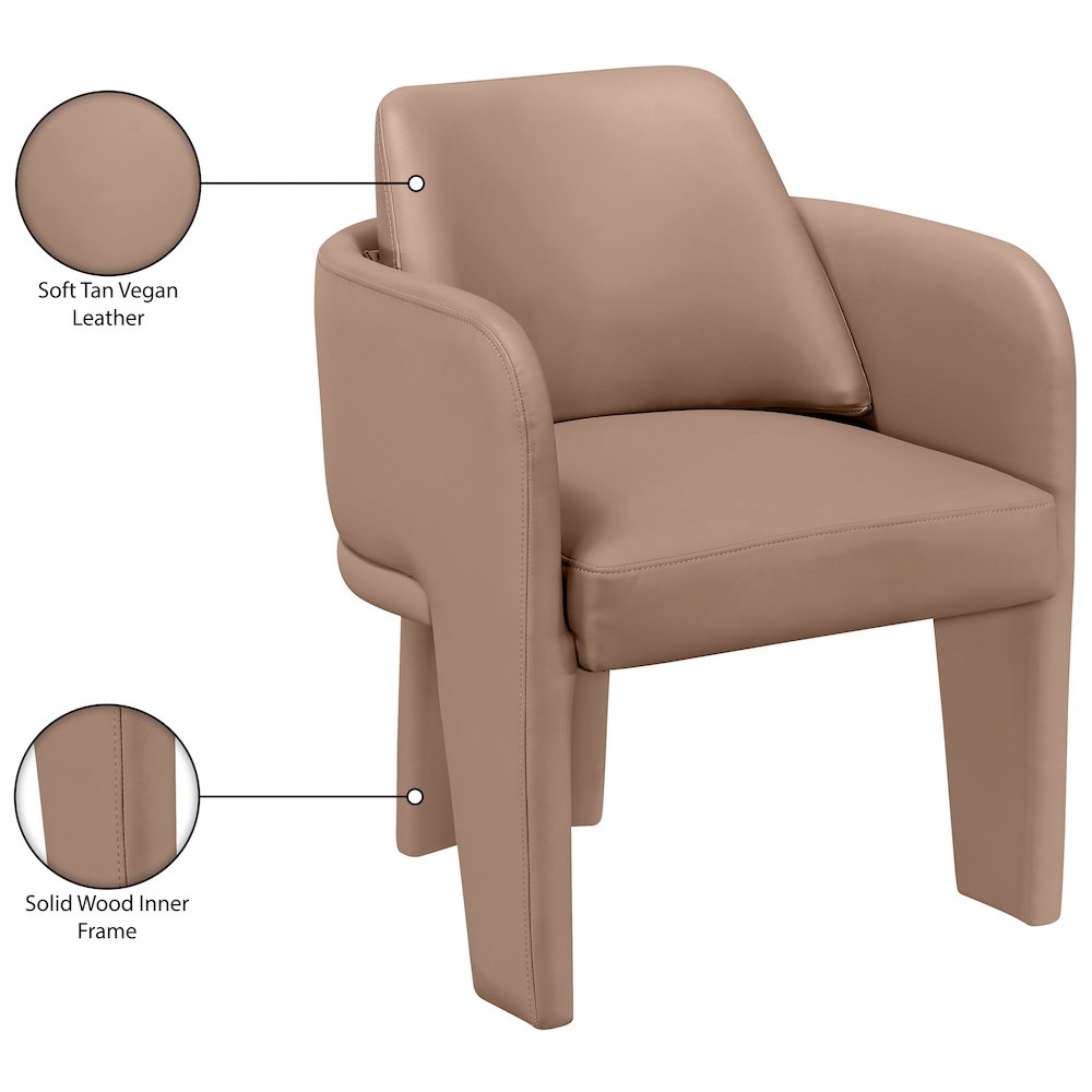 Vanda Tan Vegan Leather Upholstered Dining Chair. Picture 10