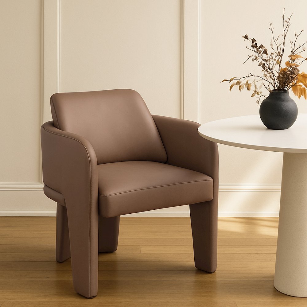 Vanda Tan Vegan Leather Upholstered Dining Chair. Picture 7