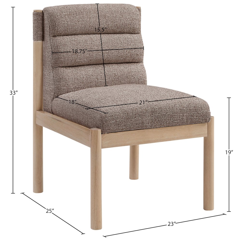 Eloura Brown Linen Textured Fabric Upholstered Dining Chair, Set of 2. Picture 4
