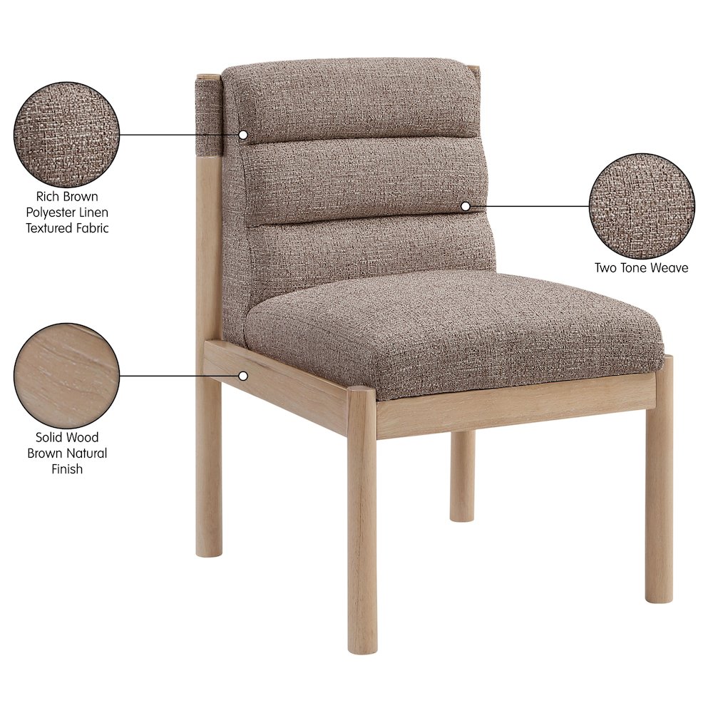Eloura Brown Linen Textured Fabric Upholstered Dining Chair, Set of 2. Picture 3