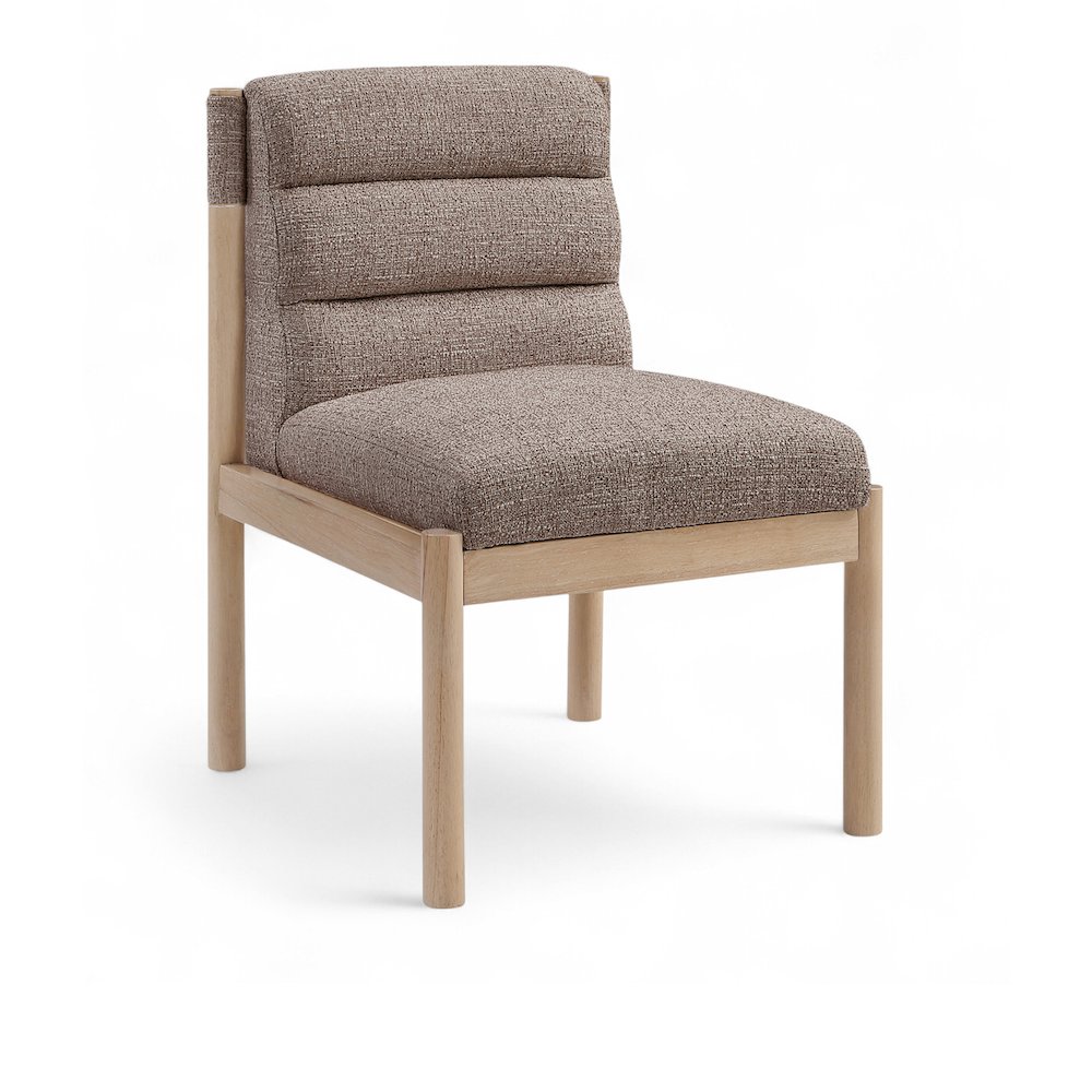 Eloura Brown Linen Textured Fabric Upholstered Dining Chair, Set of 2. Picture 2
