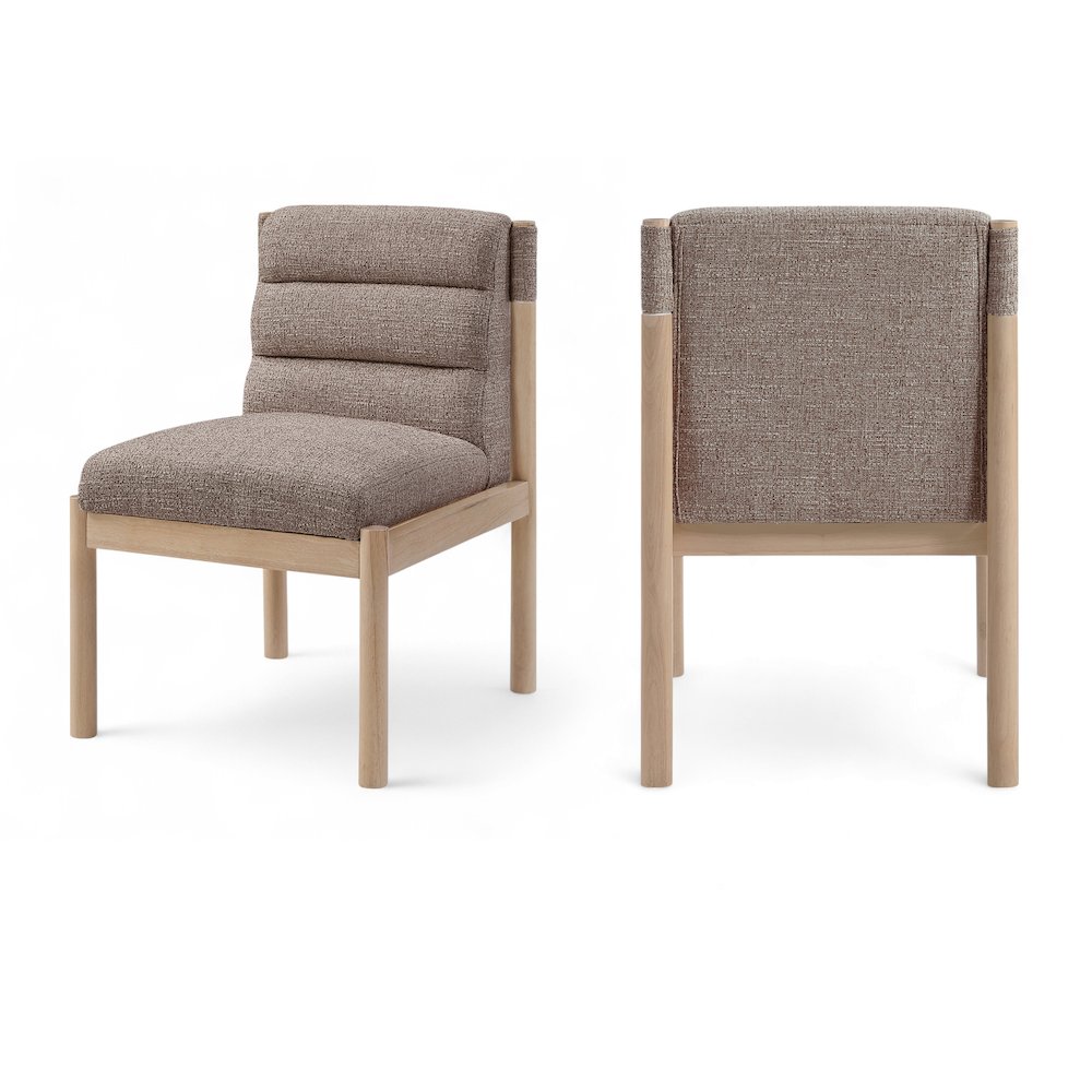 Eloura Brown Linen Textured Fabric Upholstered Dining Chair, Set of 2. Picture 1