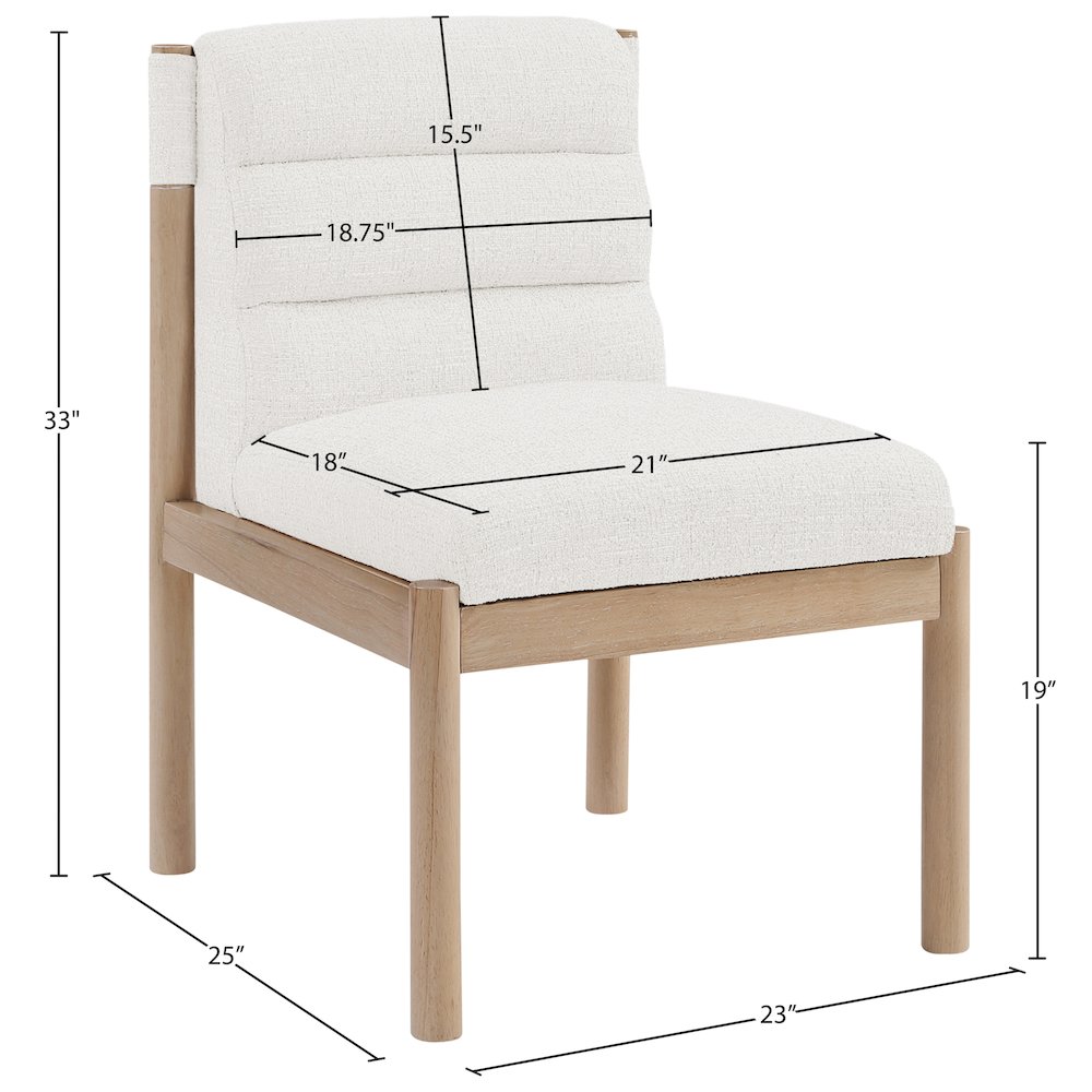 Eloura Cream Linen Textured Fabric Upholstered Dining Chair, Set of 2. Picture 4