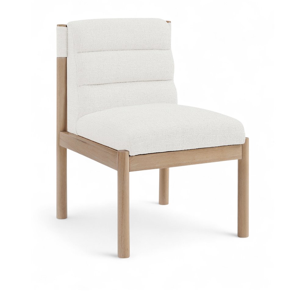 Eloura Cream Linen Textured Fabric Upholstered Dining Chair, Set of 2. Picture 2