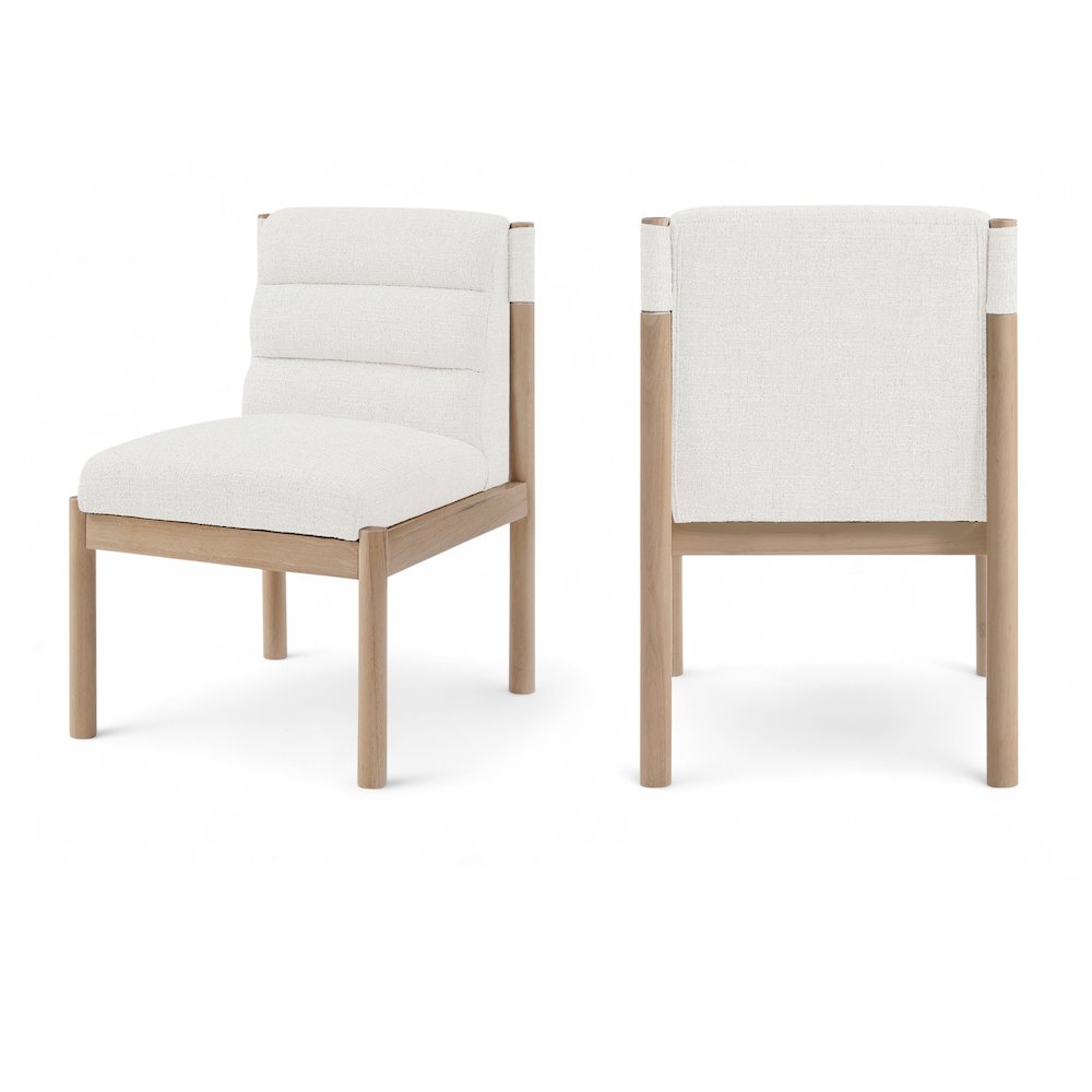 Eloura Cream Linen Textured Fabric Upholstered Dining Chair, Set of 2. Picture 1