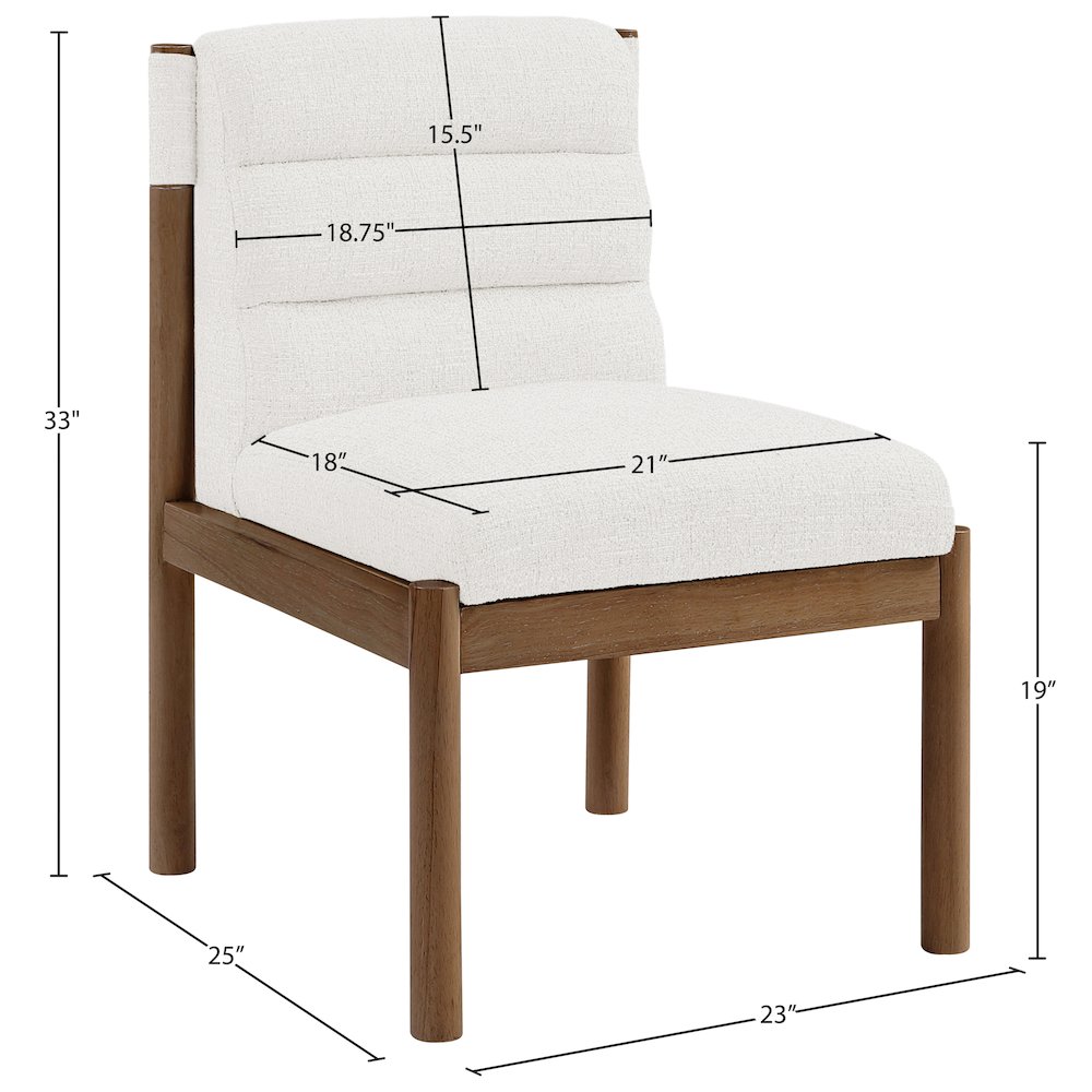Eloura Cream Linen Textured Fabric Upholstered Dining Chair, Set of 2. Picture 4