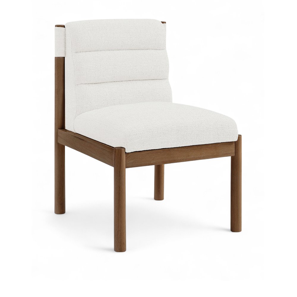 Eloura Cream Linen Textured Fabric Upholstered Dining Chair, Set of 2. Picture 2