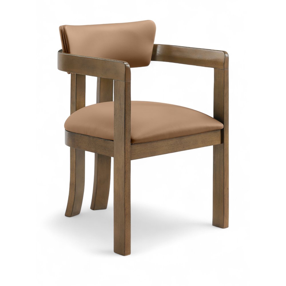 Lavrin Cognac Vegan Leather Upholstered Dining Arm Chair, Set of 2. Picture 2