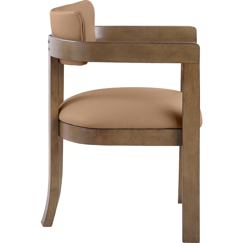 Lavrin Cognac Vegan Leather Upholstered Dining Arm Chair, Set of 2. Picture 4