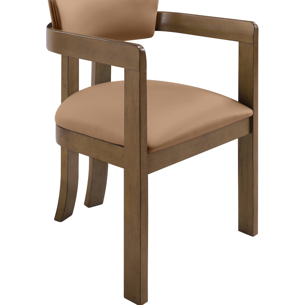 Lavrin Cognac Vegan Leather Upholstered Dining Arm Chair, Set of 2. Picture 6