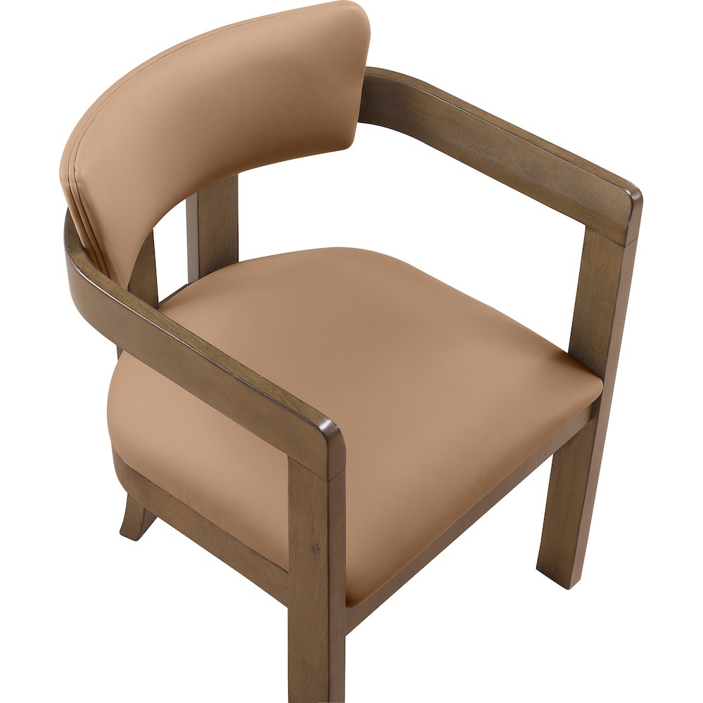 Lavrin Cognac Vegan Leather Upholstered Dining Arm Chair, Set of 2. Picture 9