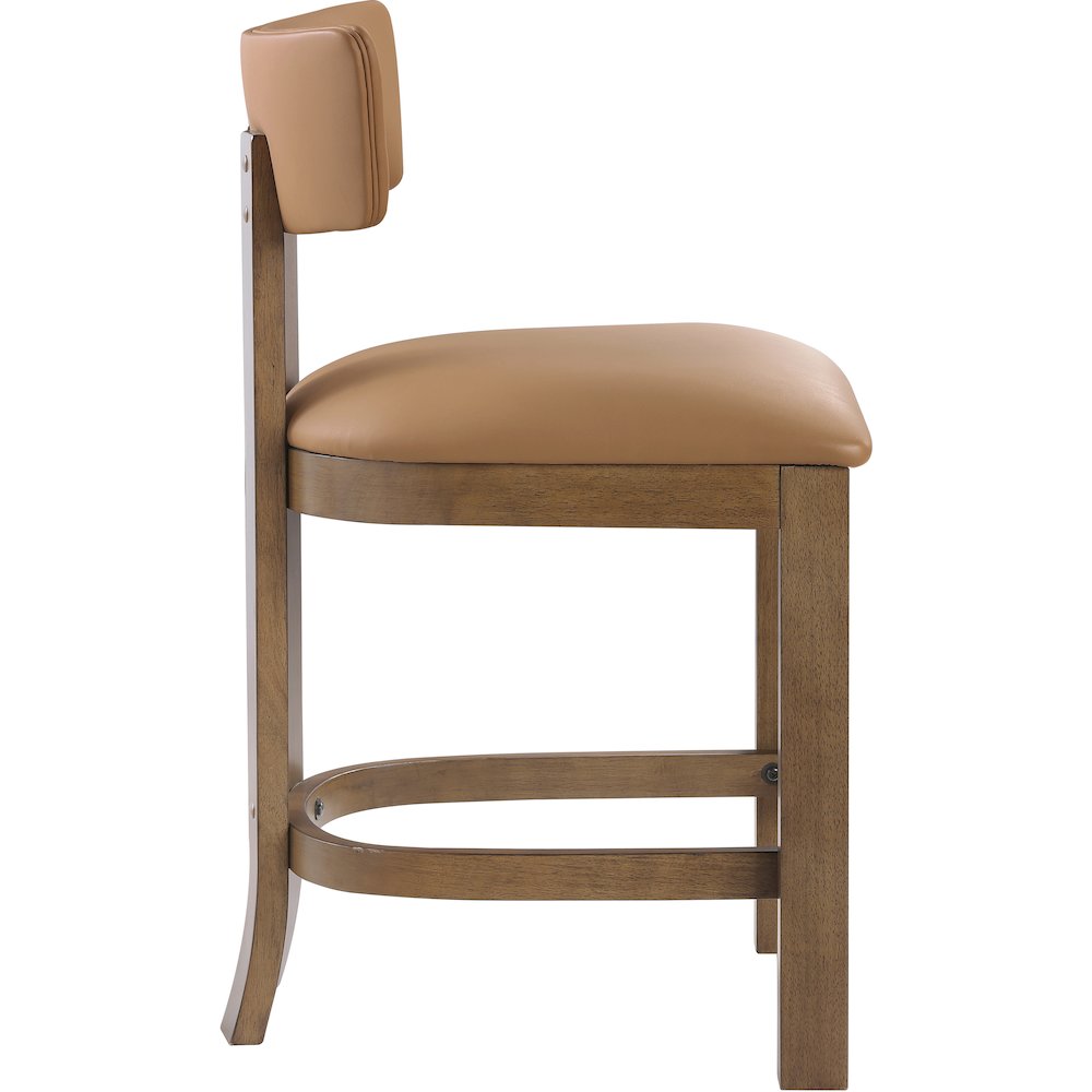 Lavrin Cognac Vegan Leather Upholstered Counter Stool, Set of 2. Picture 4