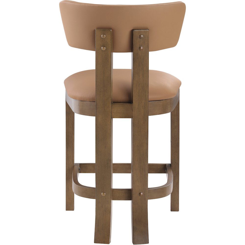 Lavrin Cognac Vegan Leather Upholstered Counter Stool, Set of 2. Picture 5