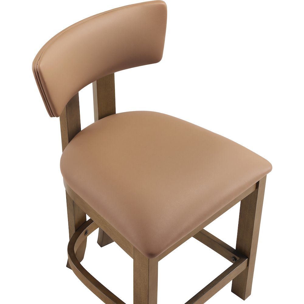 Lavrin Cognac Vegan Leather Upholstered Counter Stool, Set of 2. Picture 9
