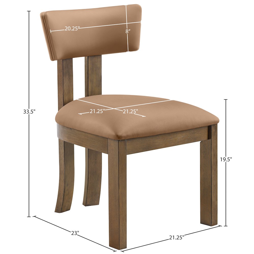 Lavrin Cognac Vegan Leather Upholstered Dining Side Chair, Set of 2. Picture 10
