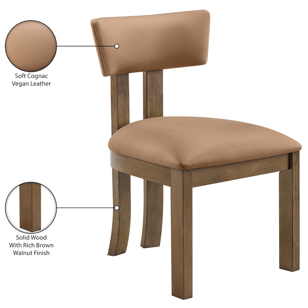 Lavrin Cognac Vegan Leather Upholstered Dining Side Chair, Set of 2. Picture 11