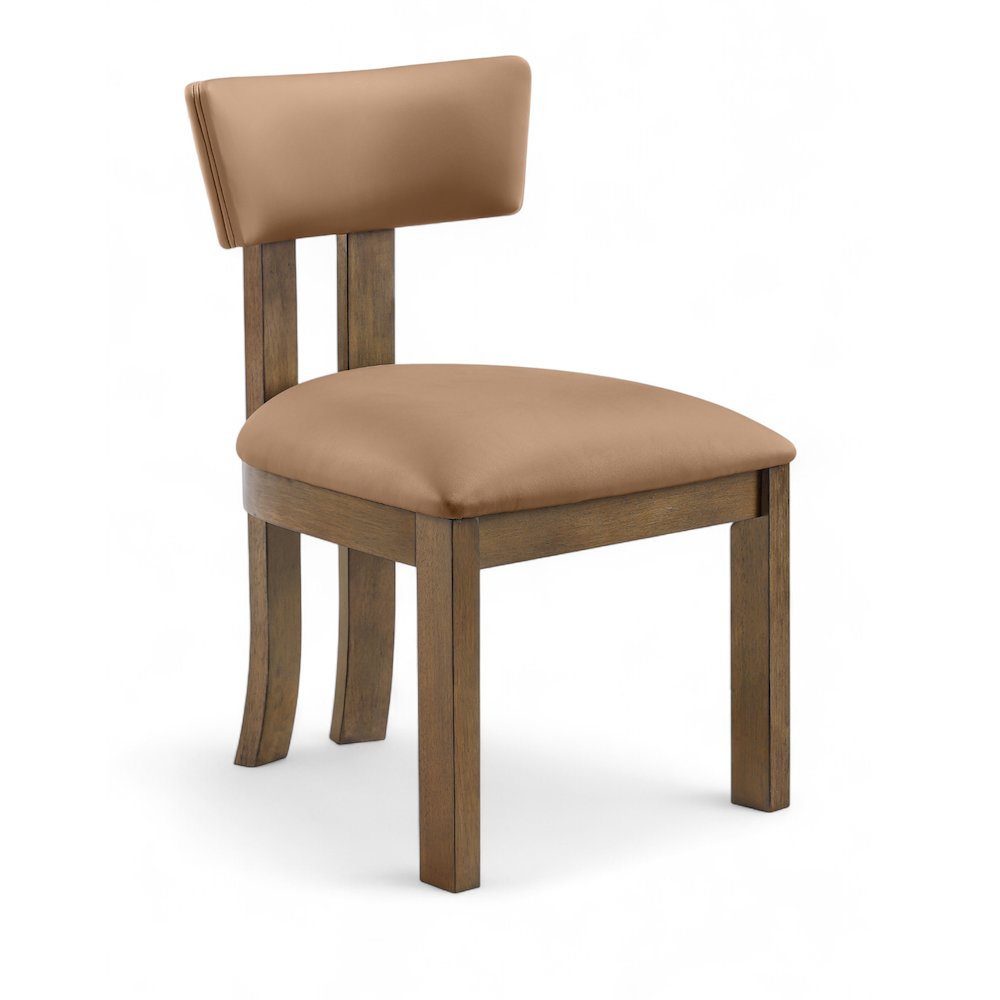 Lavrin Cognac Vegan Leather Upholstered Dining Side Chair, Set of 2. Picture 2