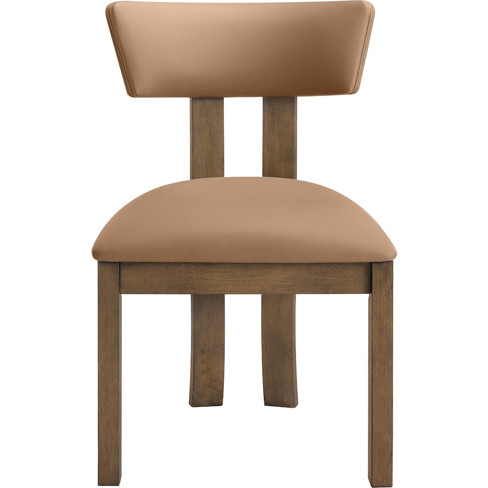 Lavrin Cognac Vegan Leather Upholstered Dining Side Chair, Set of 2. Picture 3
