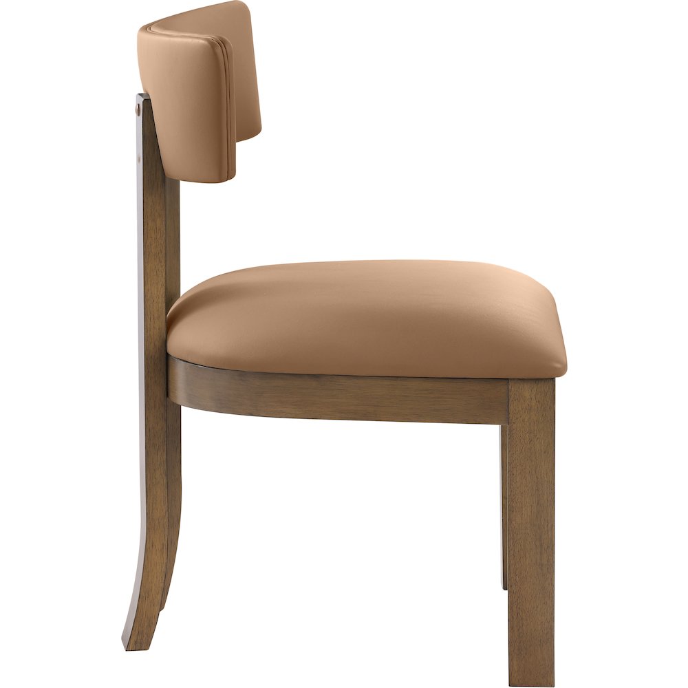 Lavrin Cognac Vegan Leather Upholstered Dining Side Chair, Set of 2. Picture 4