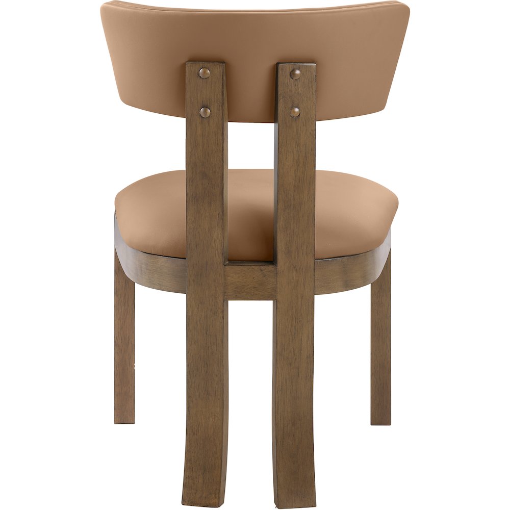 Lavrin Cognac Vegan Leather Upholstered Dining Side Chair, Set of 2. Picture 5