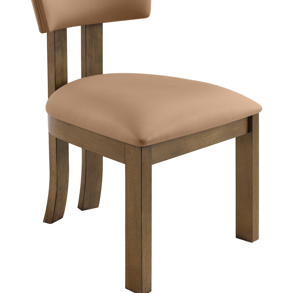 Lavrin Cognac Vegan Leather Upholstered Dining Side Chair, Set of 2. Picture 6