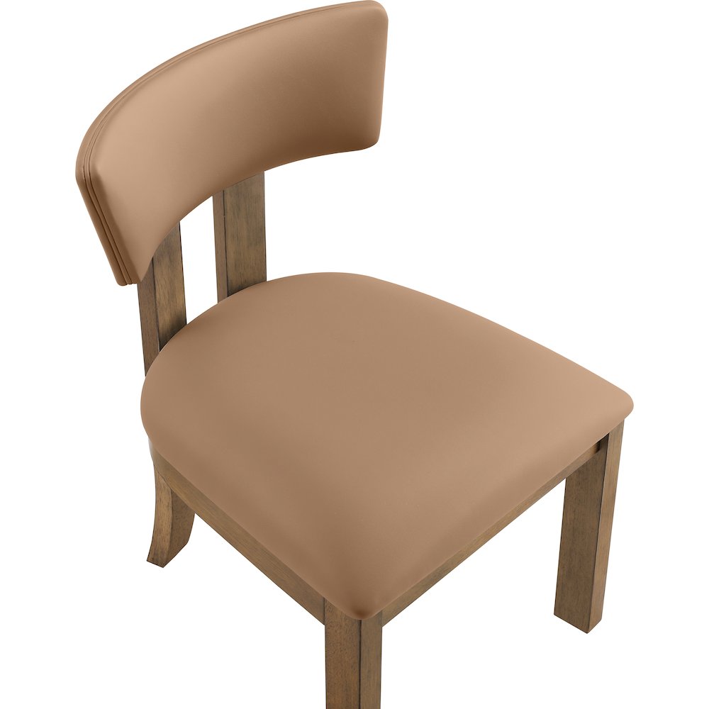 Lavrin Cognac Vegan Leather Upholstered Dining Side Chair, Set of 2. Picture 9