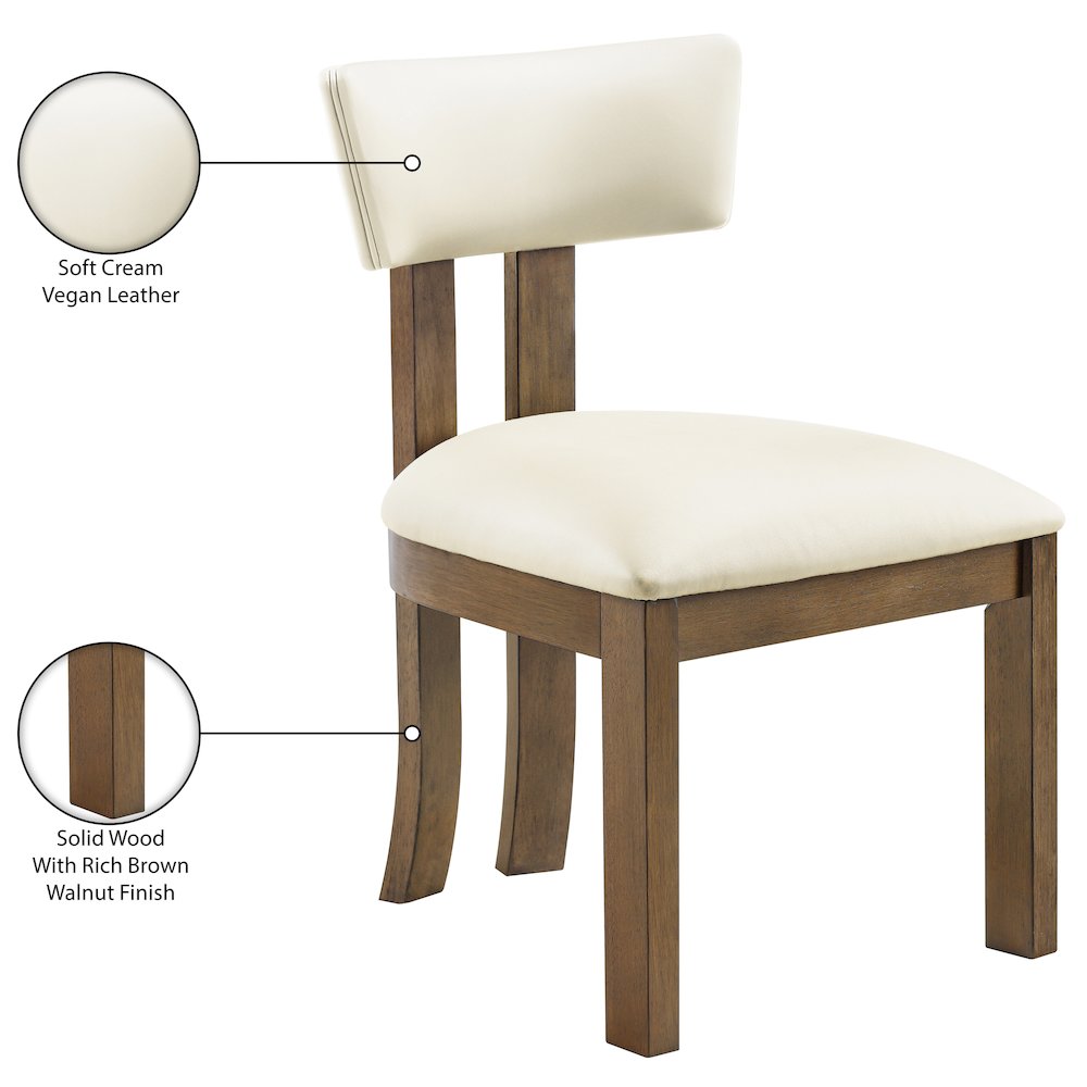 Lavrin Cream Vegan Leather Upholstered Dining Side Chair, Set of 2. Picture 11