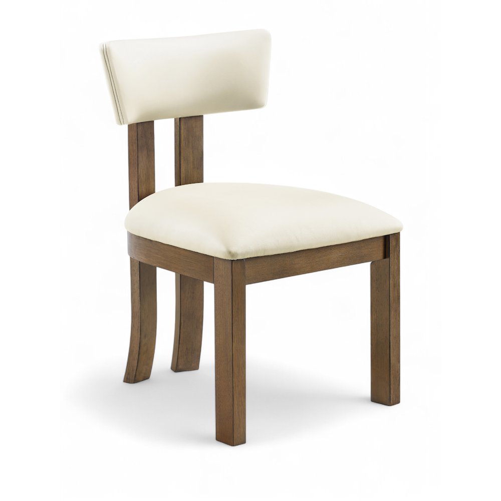 Lavrin Cream Vegan Leather Upholstered Dining Side Chair, Set of 2. Picture 2