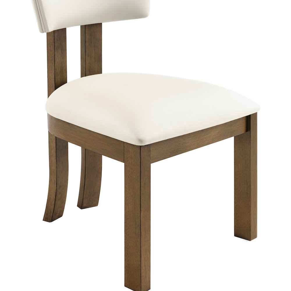 Lavrin Cream Vegan Leather Upholstered Dining Side Chair, Set of 2. Picture 6