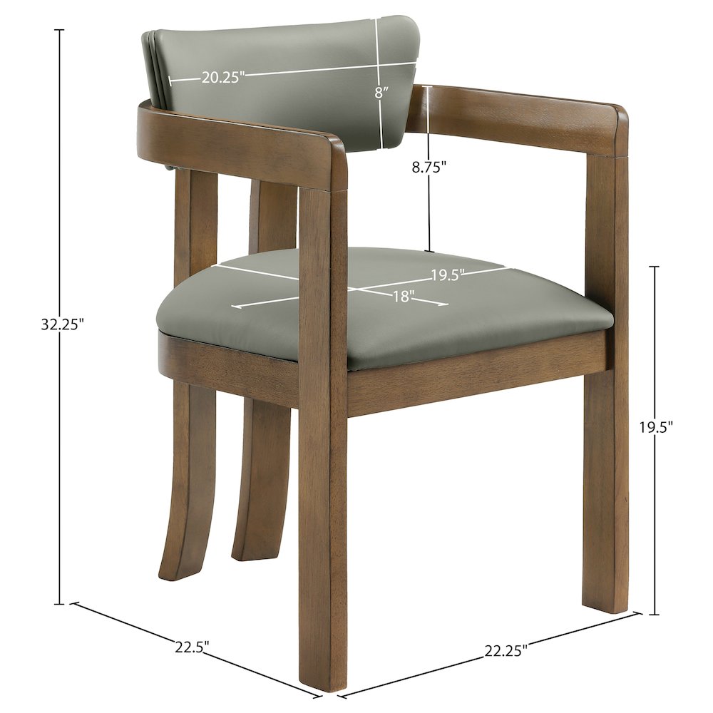 Lavrin Olive Vegan Leather Upholstered Dining Arm Chair, Set of 2. Picture 10