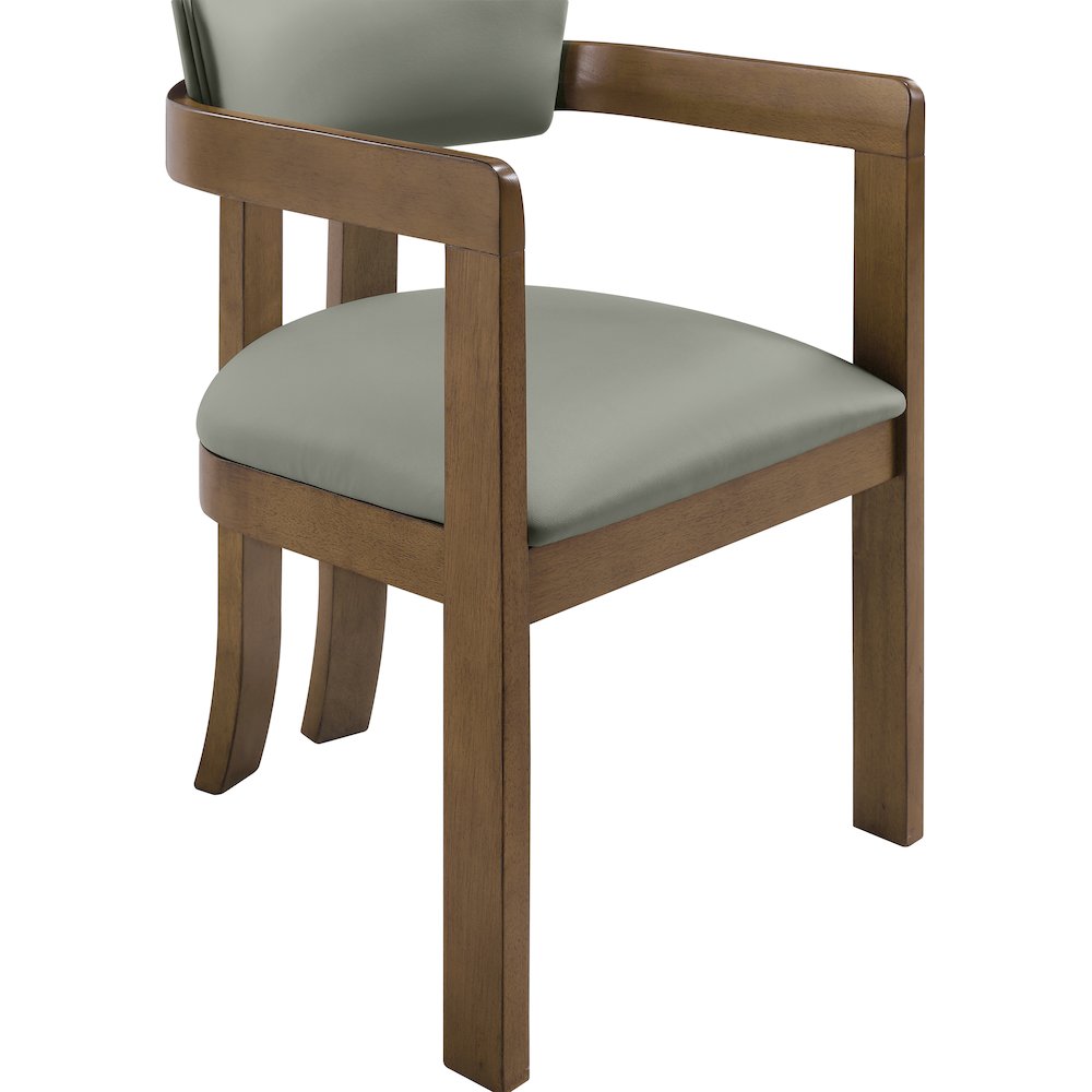 Lavrin Olive Vegan Leather Upholstered Dining Arm Chair, Set of 2. Picture 6