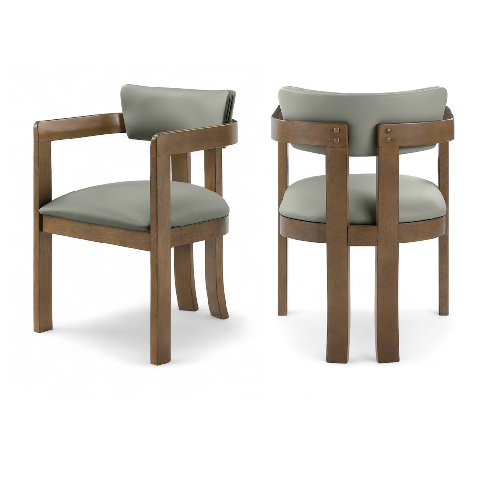 Lavrin Olive Vegan Leather Upholstered Dining Arm Chair, Set of 2. Picture 1