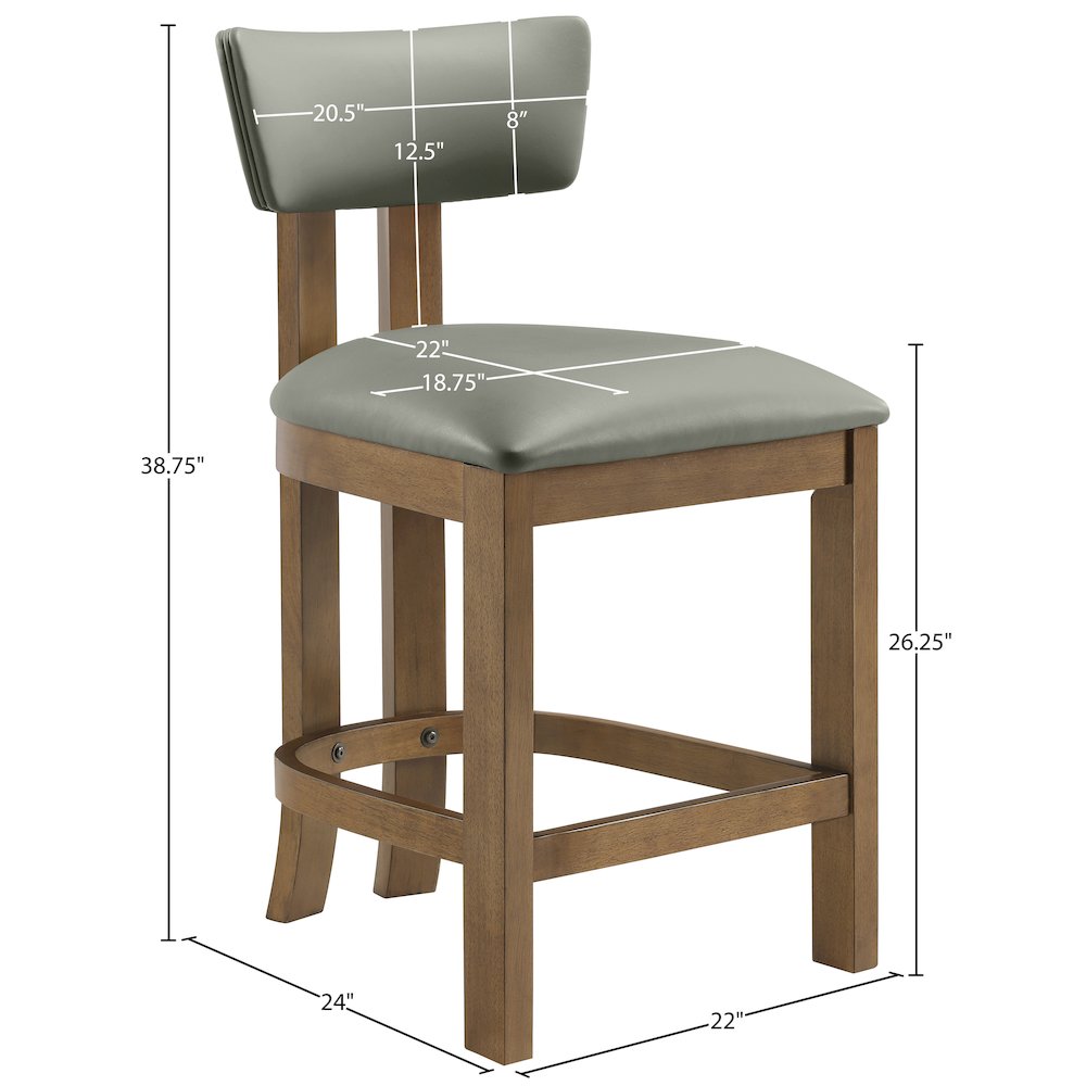 Lavrin Olive Vegan Leather Upholstered Counter Stool, Set of 2. Picture 10