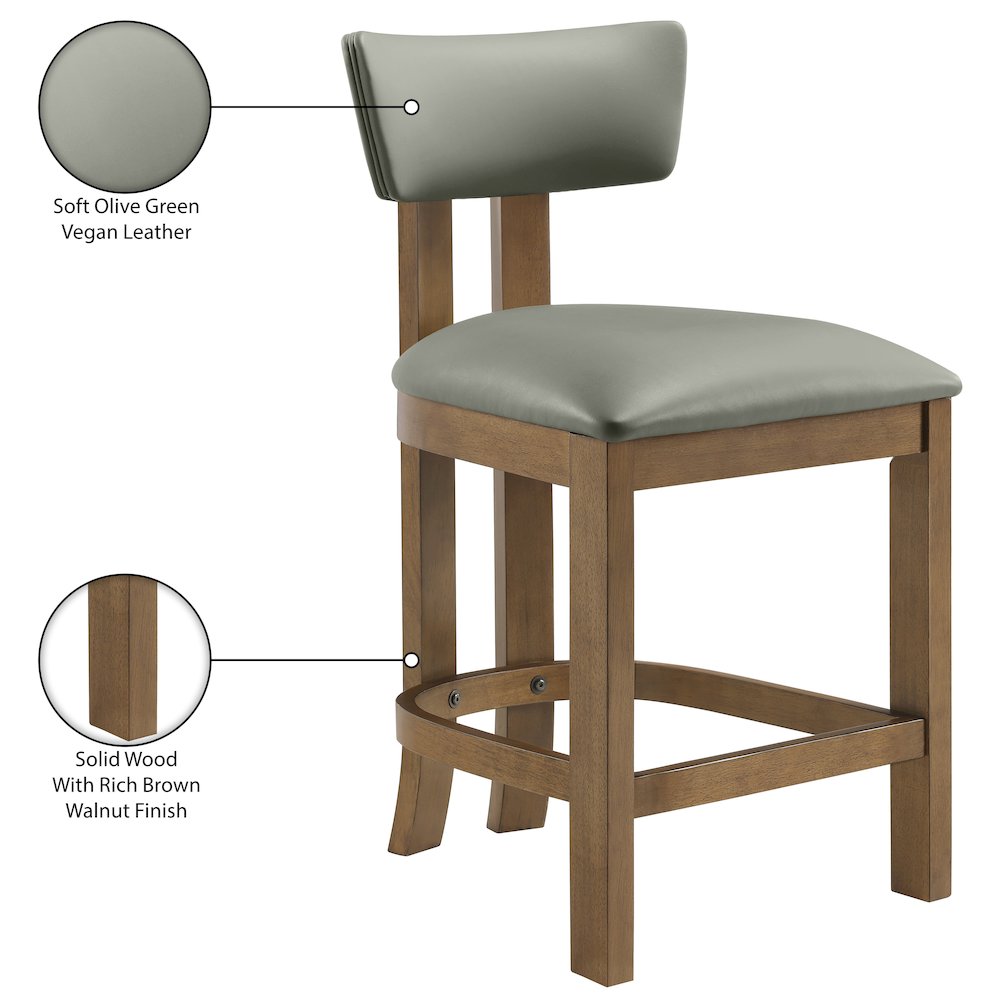 Lavrin Olive Vegan Leather Upholstered Counter Stool, Set of 2. Picture 11