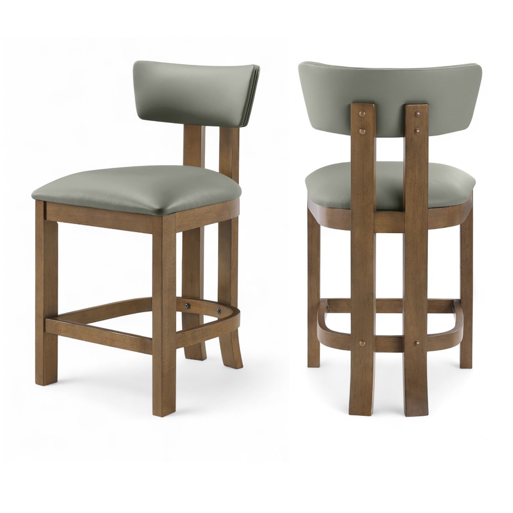 Lavrin Olive Vegan Leather Upholstered Counter Stool, Set of 2. Picture 1