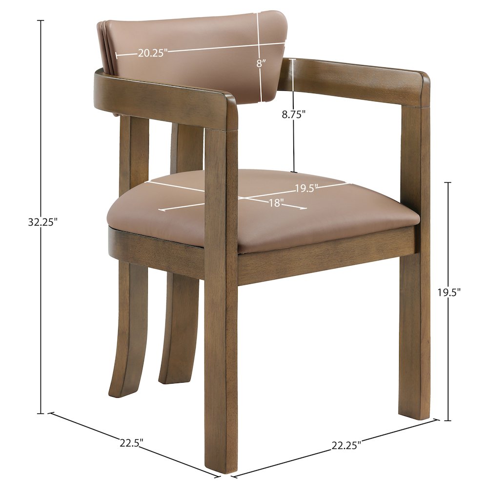 Lavrin Tan Vegan Leather Upholstered Dining Arm Chair, Set of 2. Picture 10