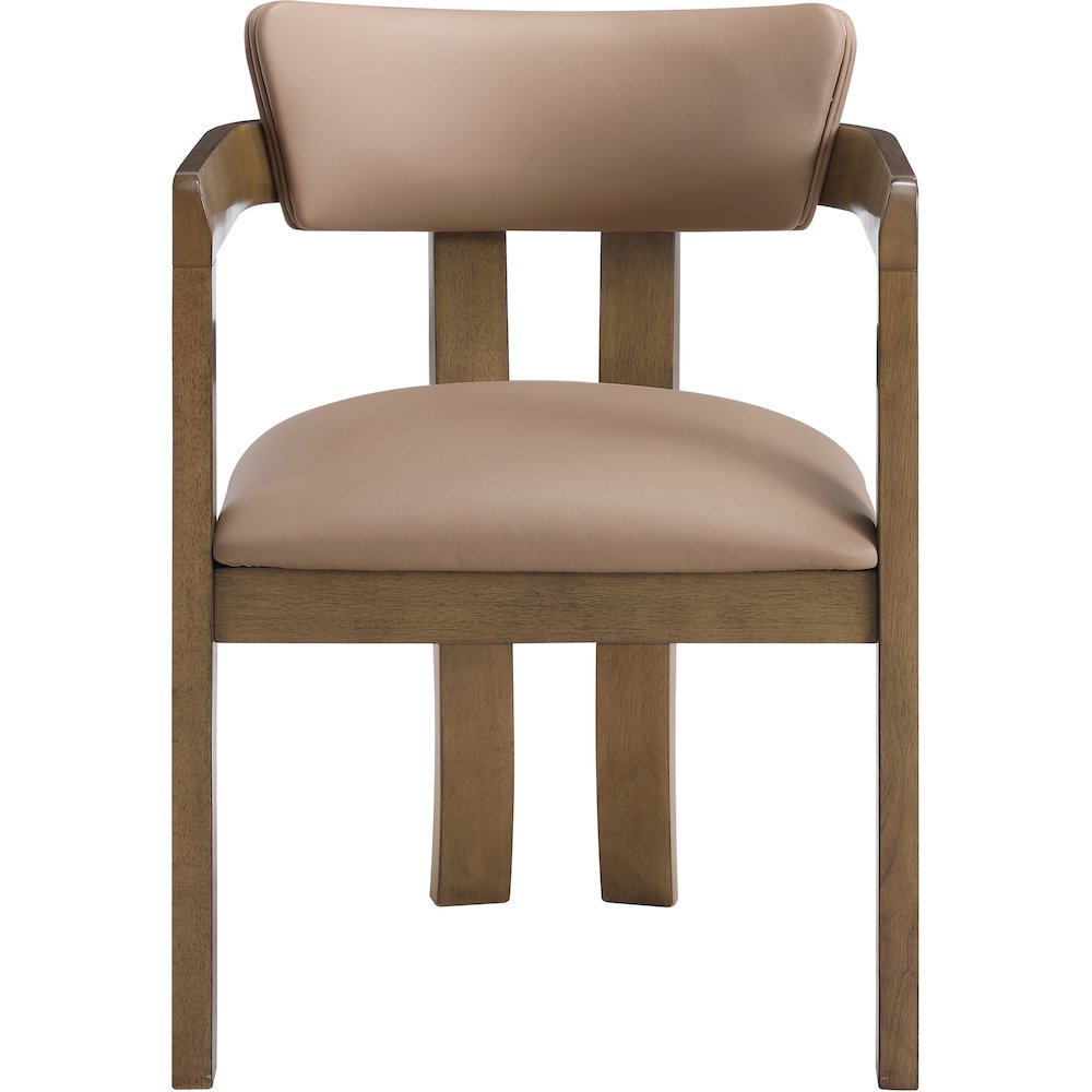 Lavrin Tan Vegan Leather Upholstered Dining Arm Chair, Set of 2. Picture 3