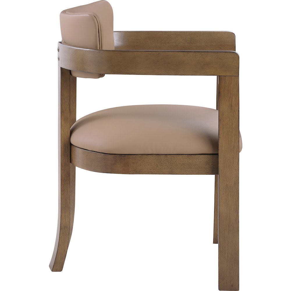Lavrin Tan Vegan Leather Upholstered Dining Arm Chair, Set of 2. Picture 4