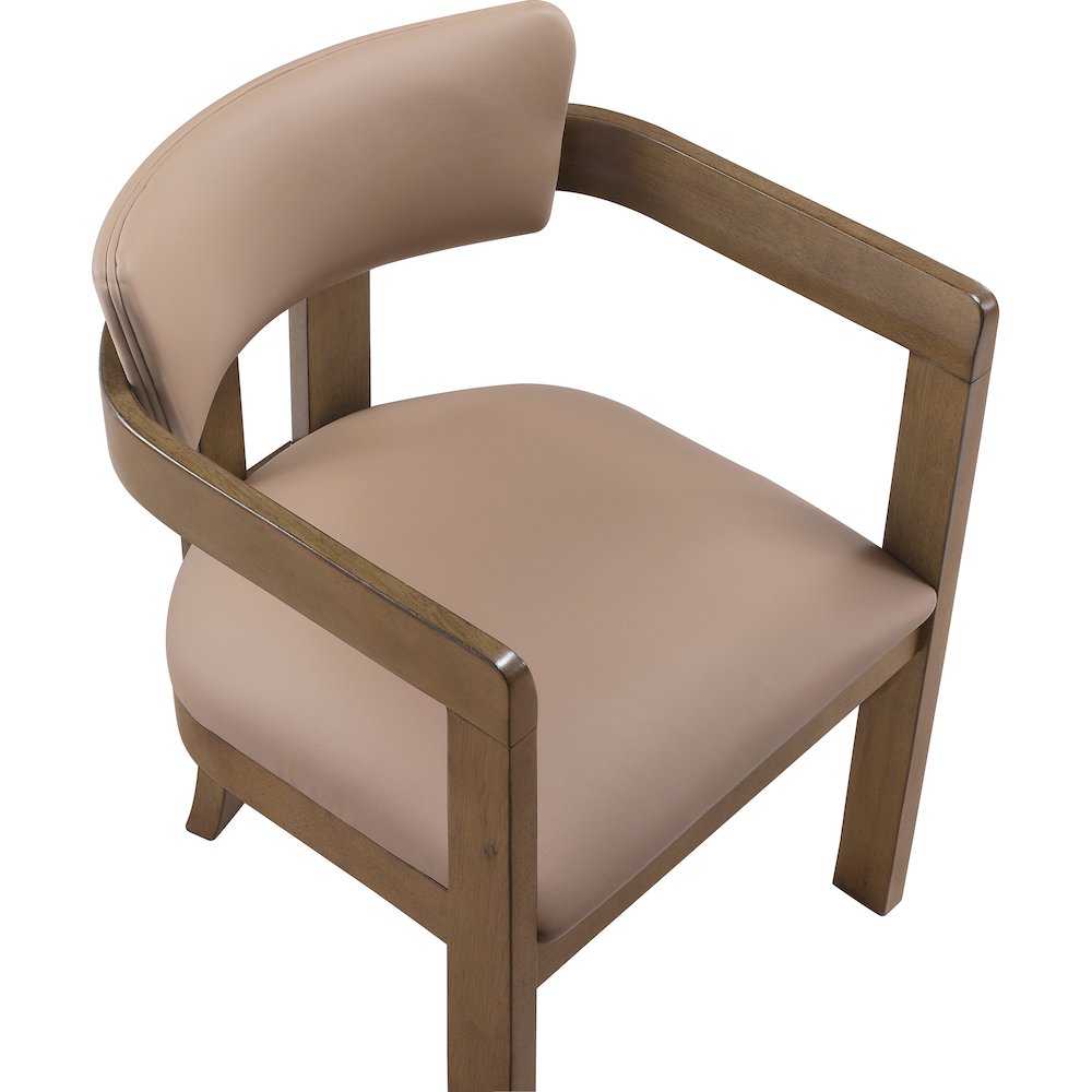 Lavrin Tan Vegan Leather Upholstered Dining Arm Chair, Set of 2. Picture 9